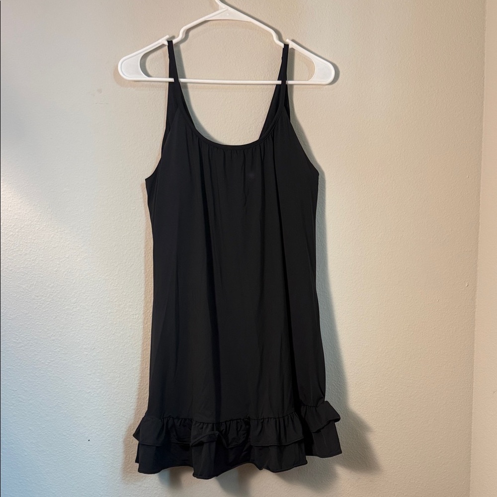 Black Ruffle Hem Slip Dress built in shorts size medium